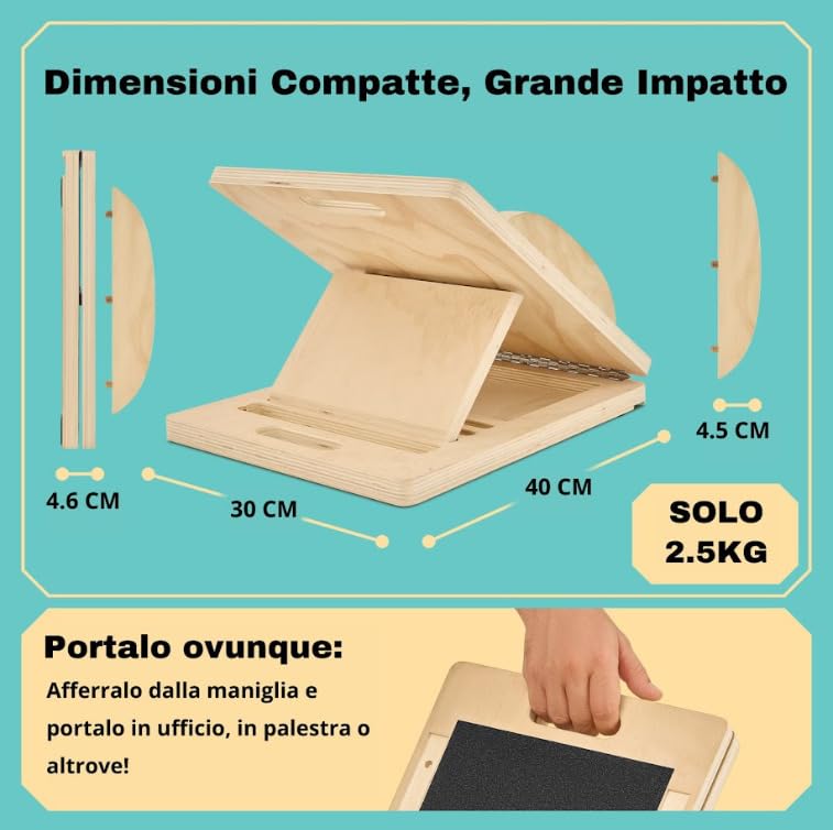 Tavola inclinata che si trasforma in Balance Board – Barella per polpacci e tavola oscillante per un efficace stretching e squat del polpaccio