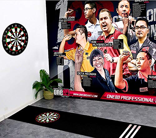 Morimoe Dart Mat With Throw/Toe Lines,300X66Cm (Black) #TOP2