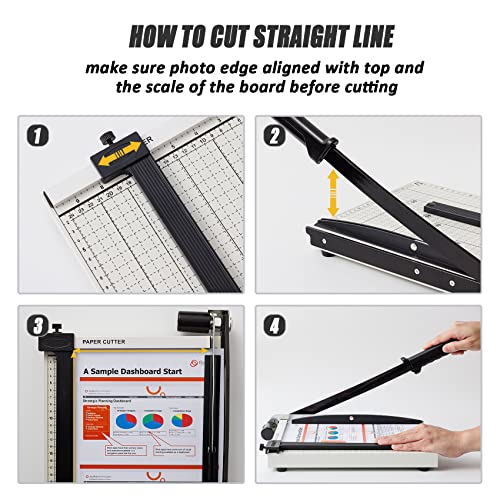Tainse Paper Cutter, Paper Trimmer 12” Cutting Length With Safety Blade Lock, 10 Sheets Capacity, Heavy Duty Metal Base, Paper Slicer Cutter For Home, Office - White #TOP2