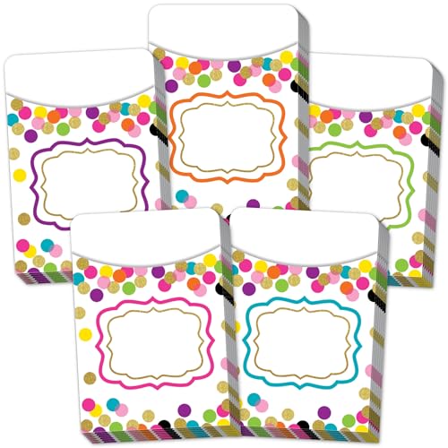 Image of Teacher Created Resources Confetti Library Pockets - Multi-Pack (TCR2736)