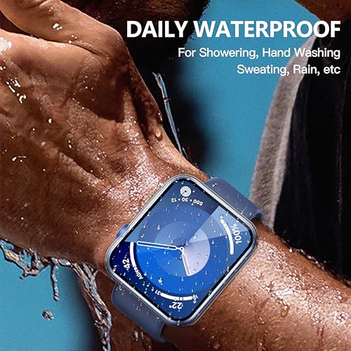 Image of Misxi [2 Pack Waterproof Hard Case with Tempered Glass Compatible with Apple Watch Series 9 (2023) Series 8 Series 7 41mm, Ultra-Thin Tough Cover for iWatch Screen Protector, Matte Transparent