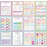 Decorably 12 Math Posters for High School Classroom, 17x22in Matte-Laminated Educational Geometry Posters for High School Classroom - Bulletin Board, Home Study Room