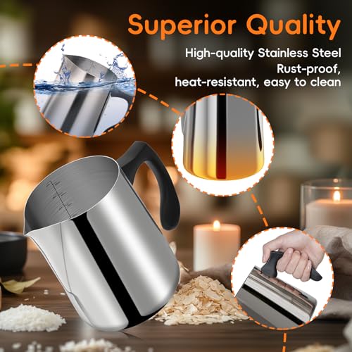 image for CasaCulina Candle Making Pouring Pot, 32oz Stainless Steel Wax Melting