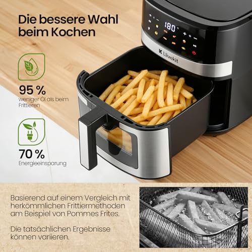 LLIVEKIT 7L Heißluftfritteuse XXL mit Farb-Touchscreen, 8 Kochprogramme – Ansicht 6