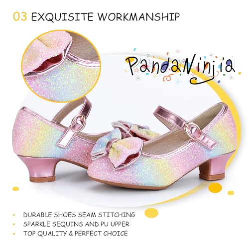 Image of PANDNAINJIA Girls Dress Shoes Toddler Heels Mary Jane Pumps