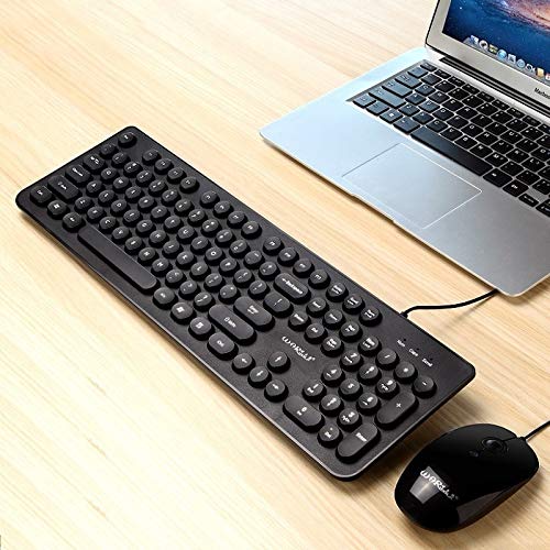 Warwolf Punk Wired Keyboard Wired Mouse Set Gaming (Color : Black)