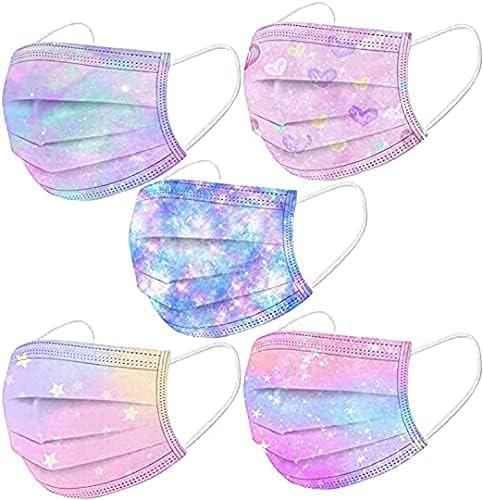 Kids Disposable Face Mask 50 Packs Childrens 3Ply Anti Dust Breathable Disposable Earloop Protective Breathable Kids Face Mask Boys Girls Outdoor School