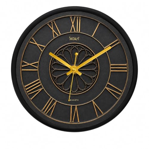 Image of Wall Clock with Silent Sweep Quartz Movement | Premium Round Analog Wall Clock | Minimalist Decorative Clock for Living Room, Bedroom, Office, Kitchen & Home Decor (Grey & Gold)