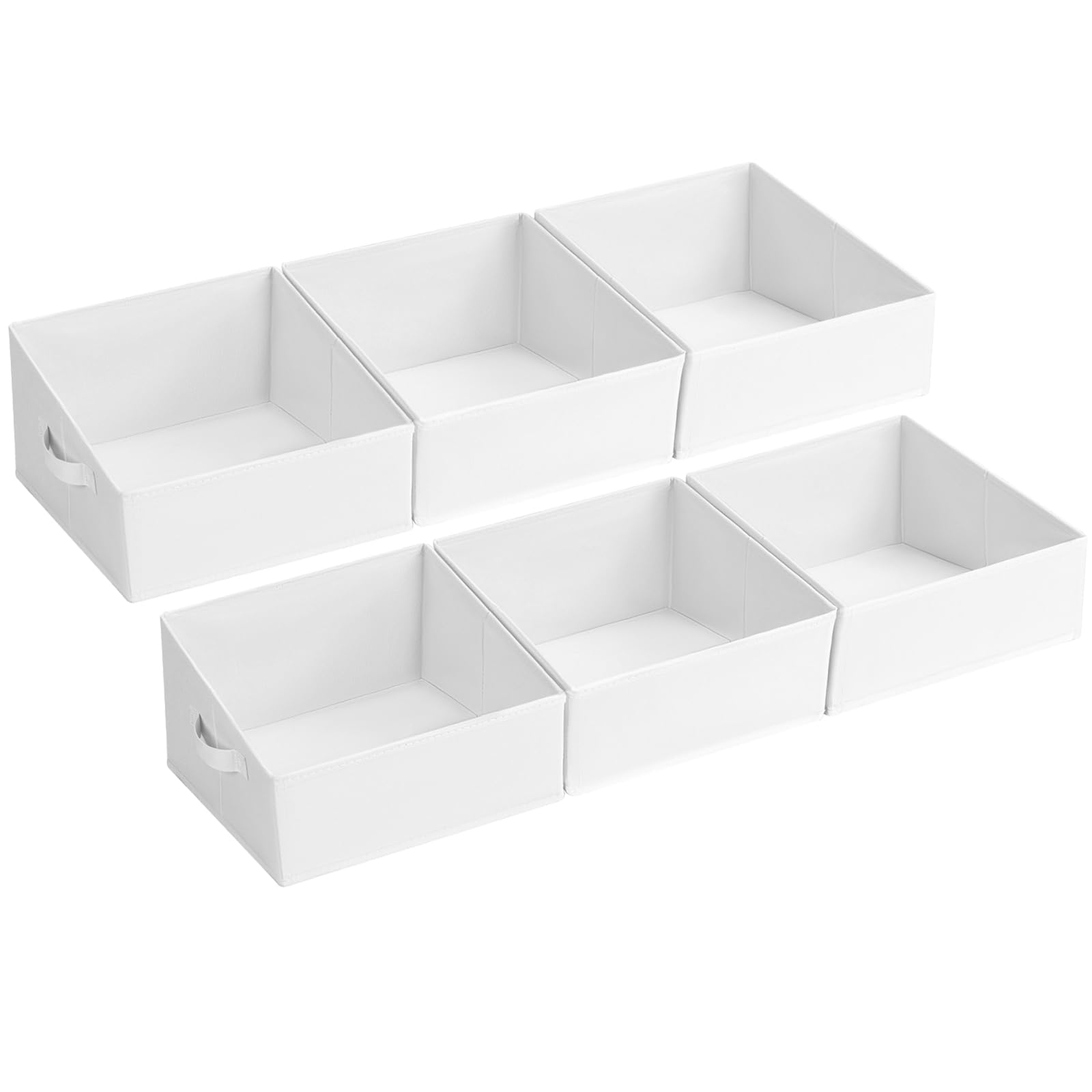 DIMJ Fabric Storage boxes for Wardrobe – 6-Pack Foldable Trapezoid Storage Organiser Boxes, Open Front Black Storage Cubes for Bedroom, Shelf, Kids Room, Easy Access, Space-Saving Solution, White — image 1