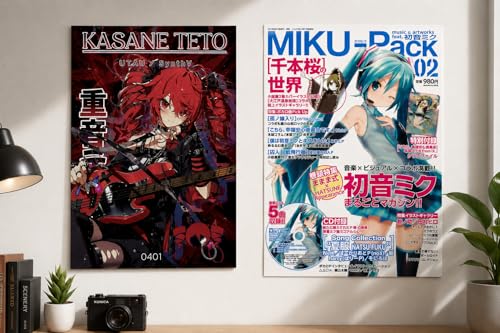 Image of Teto & Miku Anime Poster Set of 2 - Vocaloid Inspired Wall Art for Bedroom, Gaming Room & Japanese Anime Decor