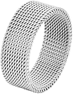 Geoffrey Beene Stainless Steel Men's Comfort Fit Mesh Ring (Silver, 9)