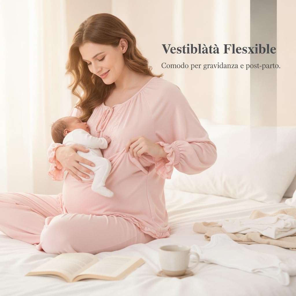 Pigiama Donna per, Due Pezzi in Fibra Modale e Spandex, per l'Estate, L