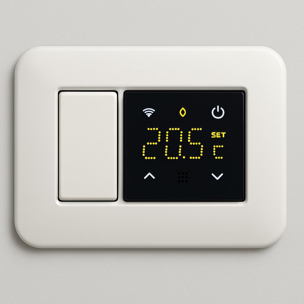 Elektronova Cronotermostato connesso WIFI TUYA da incasso modulo programmabile 2P 240V display touch retroilluminato colore nero compatibile su supporti Bticino Matix