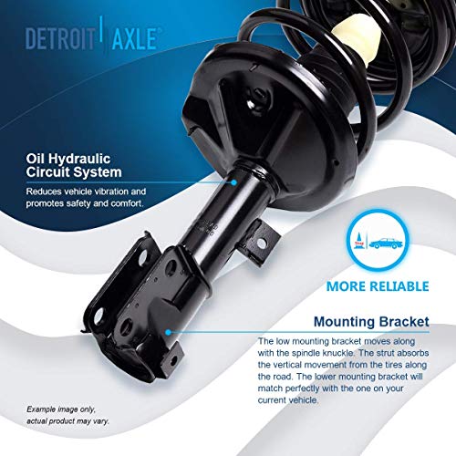 Image of Detroit Axle - 2pc Front Struts for 2001-2005 Chrysler Sebring Dodge Stratus 2000-2005 Mitsubishi Eclipse, 2 Struts & Coil Spring Assembly 2002 2003 2004 Replacement Suspension