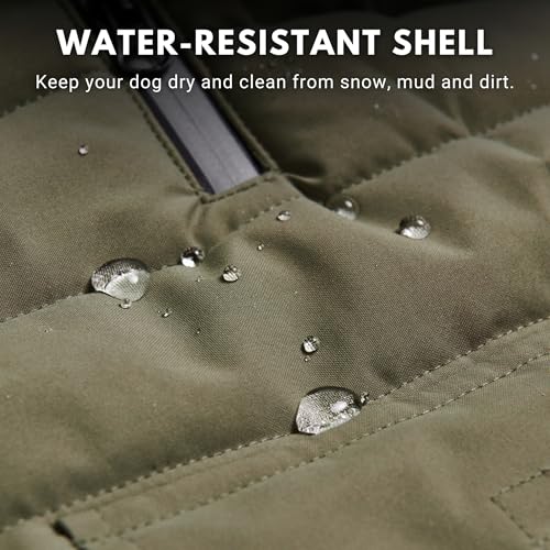 Spark Paws Dog Winter Jacket, Water-Resistant Coat, Warm Reflective Windproof Fleece-Interior, for Medium and Large Dogs - Olive - L - Image 5