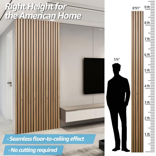 Image of Art3d 4-Pack Fluted Acoustic Wood Slat Wall Panel, 107 x 8 Inch, Walnut