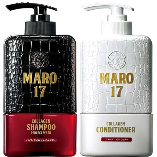MARO17 Japan's #1 Collagen Shampoo Perfect Wash & Conditioner Duo - Moisturizing, Hair Thickening Shampoo & Conditioner Set - Cleanses Dirt & Regenerate Collagen to Support Healthy Scalp & Fuller Hair