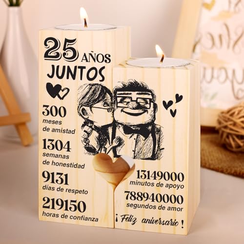 Regalo Original 25 Aniversario Boda, Candelabro Bodas de Plata