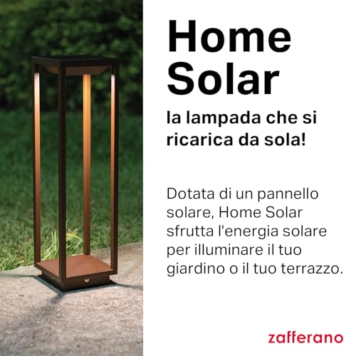 Zafferano, Lampada Home Solar, Lampada da Terra Senza Fili con Pannello Solare e Sensori di Movimento, Adatta per Esterni, Dimmer, 3000 K, Altezza 50 cm, Colore Corten - 3
