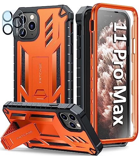 Coque iPhone 11 Pro-Max orange antichoc robuste à double couche