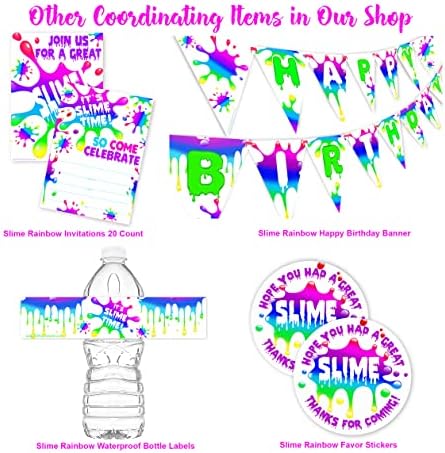 Slime Rainbow Party Bottle Wraps - Set of 20 Waterproof Bottle Stickers - Slime Water Bottle Labels - Slime Party Decorations - Rainbow Bottle image 5