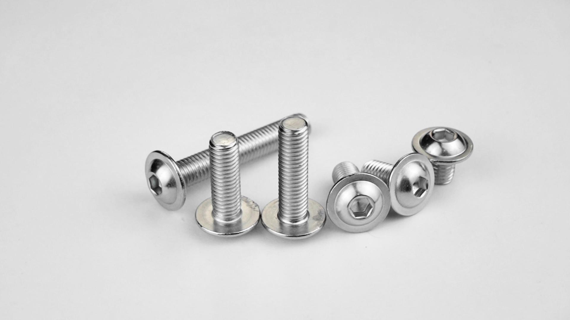 Image of M5-0.8 x 25mm 50 PCS Flanged Button Head Socket Cap Bolts Screws, Stainless Steel 304, Allen Socket Drive, Screwdriver Bit Included, Bright Finish, Fully Machine Thread