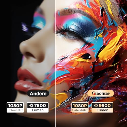 Beamer, 5G WiFi mini-beamer, 9500 lumen, beamer, Full HD 1080p ondersteund, Giaomar led-videobeamer, thuisbioscoop/outdoor, compatibel met tv-stick/smartphone/laptop/tv-stick/USB/HDMI-beamer, mobiele - Image 3