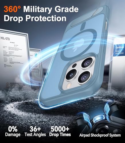 Image of Magnetic Compatible with iPhone 16 Pro Case, [Built-in Invisible Kickstand][Compatible with MagSafe][Military Grade Shockproof] Slim Translucent Matte Phone Case for iPhone 16 Pro 6.3 inch