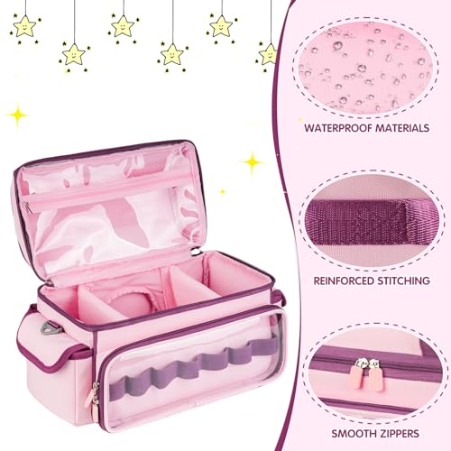 Image of Carrying Case Compatible with Toniebox Starter Set,Cute Storage Bag Fits for Tonies Figures Characters,Tonies Headphones & Accessories, Pink&Purple(Bag Only)