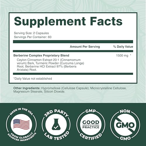 PurePremium Supplements BerberineCinnamon-240 Berberine Supplements
