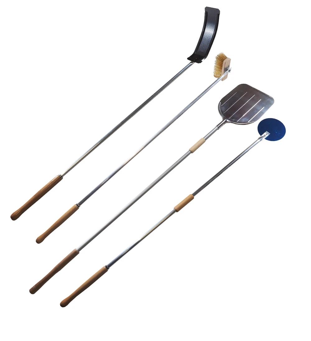 KIT PALE PER PIZZA FORNO A LEGNA 4 PEZZI con remo - set pala PIZZE FORNI