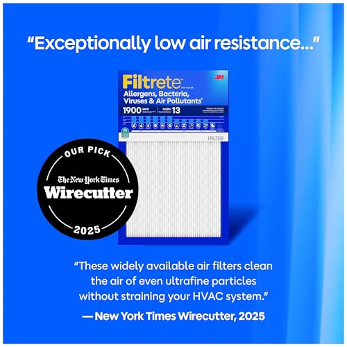 Image of Filtrete 14x30x1 Air Filter, MERV 13 MPR 1900, Allergens, Bacteria, Viruses & Air Pollutants, 3-Month AC /Furnace Filters, Cleaner Air Reliable Airflow, 6 HVAC Filters(Act Size 13.81x29.81x0.78 in)