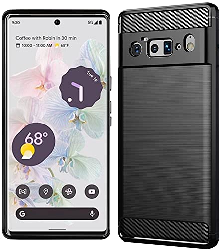 Folmecket Funda para Google Pixel 6 Pro, Fibra de Carbono Resistente a los Arañazos, Absorción de Golpes, Suave TPU de Goma Protectora para Google Pixel 6 Pro 6.7' (Pixel 6 Pro Negro)