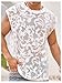 OYOANGLE Men's See Through Lace Embroidery Mesh Tank Top Crew Neck Muscle Sleeveless Tops Clubwear White Small