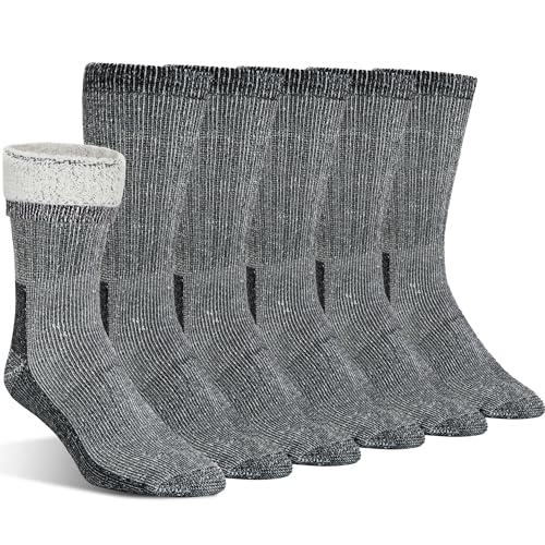 Calcetines de lana merino de alta calidad para hombres y mujeres, cálidos, absorben la humedad y duraderos, Gris (3 pares), Medium / Large