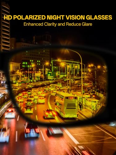Image of SCVCN Night Driving Glasses Fit Over for Men Women Anti Glare Yellow Lens Polarized Nighttime Glasses S2505