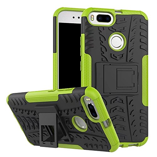 SMTR Xiaomi Mi A1 Funda, [Heavy Duty] Híbrida Rugged Armor Case Choque Absorción Protección Dual Layer Bumper Carcasa con pata de Cabra para Xiaomi Mi A1 verde