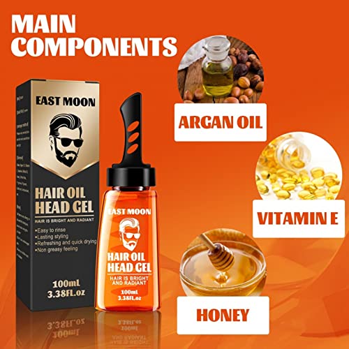 Hair Gel With Comb For Men, 2 In 1 Long Lasting Light Hold Hair Wax Gel Hair Oil Hair Styling Gel Hairspray 100Ml #TOP6