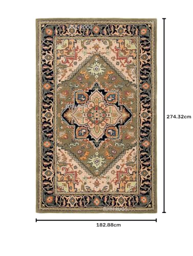 Image of 6x9 Ft Woolen Area Rug -, Tufted Wool Carpet for Home Interiors & Office Decor