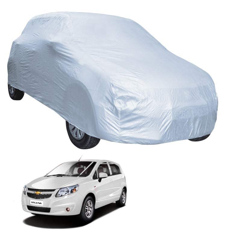 Image of Auto Hub Car Cover Compatible with Chevrolet Sail UVA with Weather Proof, Triple Stitched, Sail UVA Car Cover- Plain Silver