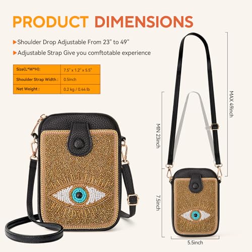 Image of Women's Small Crossbody Cell Phone Bag, Boho Colorful Beaded Purse Wallet with Handmade Cute Patterns