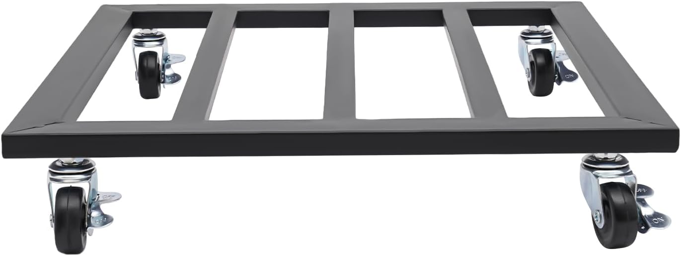 Metal Square Plant Caddy 16-Inch Plant Dolly with Wheels, 360-Degree Heavy-Duty Lockable Casters, for Indoor and Outdoor Plant Pot Roller Base Square Plant Movers