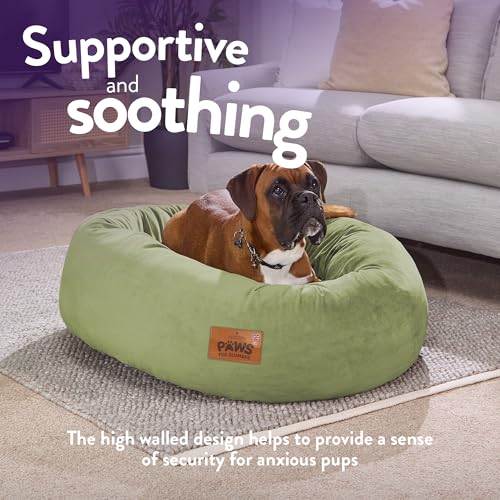 Slumberdown Donut XL Dog Bed (85 cm) - Soft, Supportive & Calming Nest for Puppy, Dogs & Cats | UK-Made, Washable, Non-Slip Base, Plush Cushioning Comfort in Green - Image 3