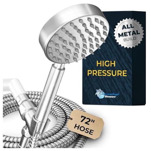 All Metal Hand Held Shower Head with Hose and Holder, Brushed Nickel | 2.5 GPM Rainfall Flow with Removable Restrictor | 4" Handheld Showerhead, 72 Inch Long Flexible Hose, Adjustable Bracket