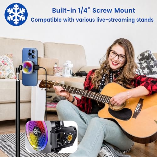 Image of MOBILIFE Phone Cooler for Gaming, 25W Magnetic Mobile Cooler for Phone with 5 Cooling Modes, Temprature & Power LCD Display,1 /4 inch Screw Hole, RGB Lights, Semiconductor Instant Cooler for Phones