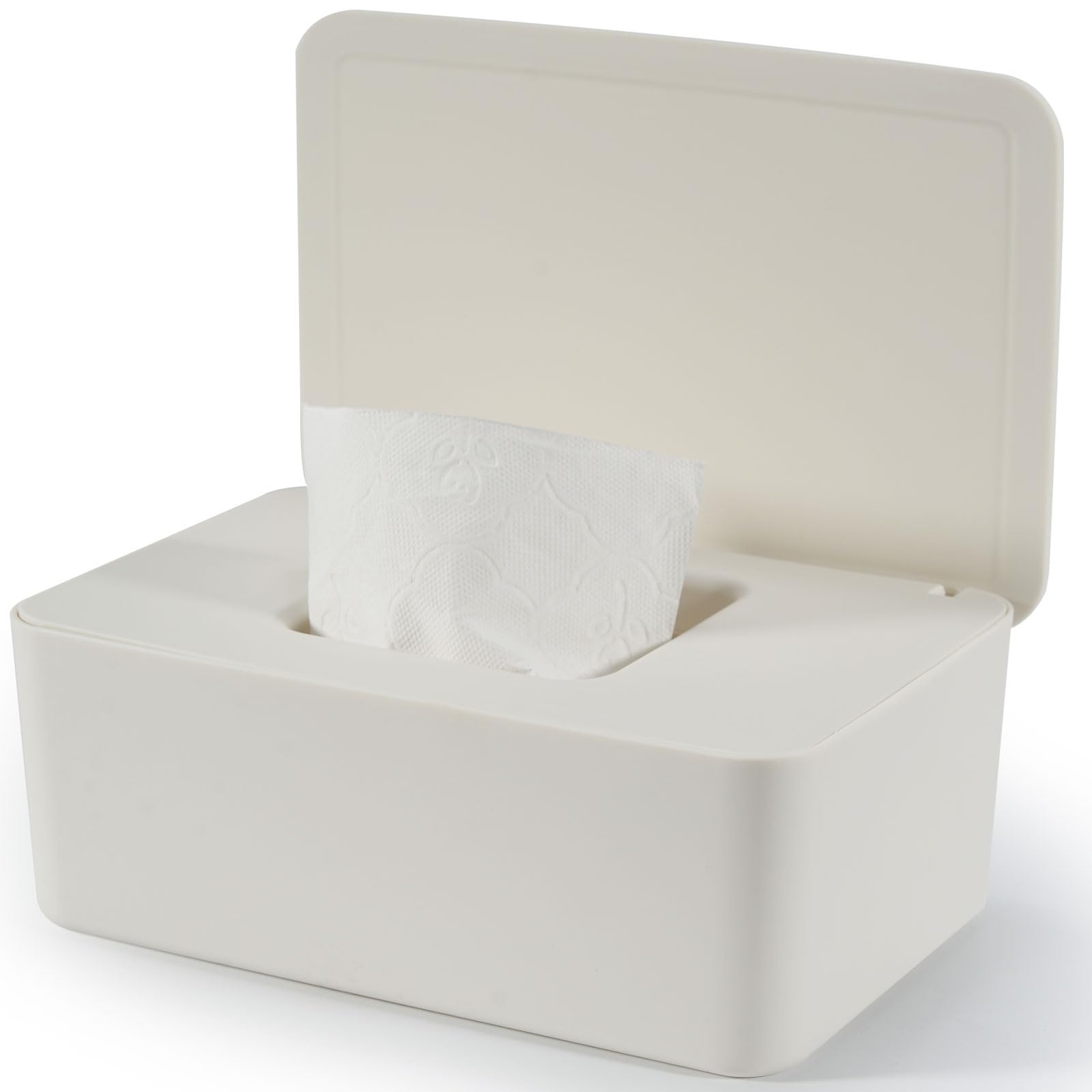 Cheerhom Wet Wipes Box for Baby, White, Modern Style, Polypropylene (PP) Material, Baby Wet Wipe Box with Lid, Wet Wipe Dispenser for Home and Office