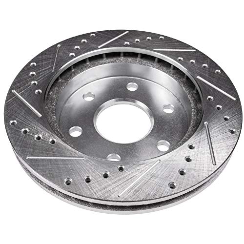 Image of Detroit Axle - Rear Brake Rotors for 2004-2007 Cadillac CTS 2005-2011 STS Drilled & Slotted Disc Brake Rotors Replacement : 14.37 inch inch Rear Rotor