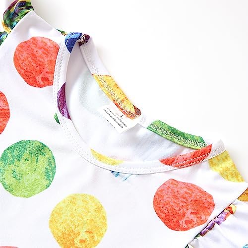 Toddler Girls Dress Caterpillar Print Dresses Ruffle Bottom Flutter Sleeve Apparel 2-8Y2