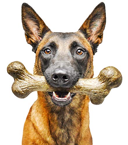 Pet Qwerks Big Foot BarkBone Peanut Butter Flavor - Nylon Chew Toy for Aggressive Chewers, Tough Extreme Power Chewer Bone | Made in USA - XXXL (11 inch) for XLarge Dogs (55-100 lbs), Brown