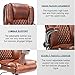 REFICCER Brown Leather Office Chair with Flip up Arms, High Back Ergonomic Executive Office Chairs with Wheels, 90-120° Rocking Office Desk Chair with Lumbar Support, Swivel Task Chairs